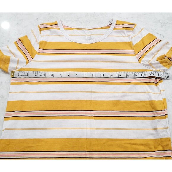 So Favorite Ringer Tee Yellow & White Striped Short Sleeve Shirt Size XXL - Picture 6 of 6